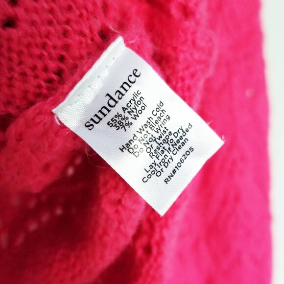 Sundance Bertina Sweater Ruffle Neck Pointelle Knit Fuchsia Pink S $118 Romantic - Picture 7 of 16